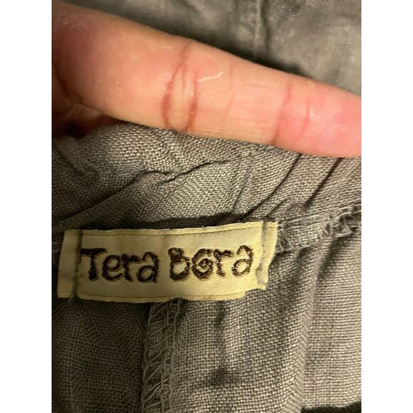 Tera Bora Linen Pants Womens Small Elastic Waist Drawstring Wide Leg Lagenlook - Picture 3 of 9